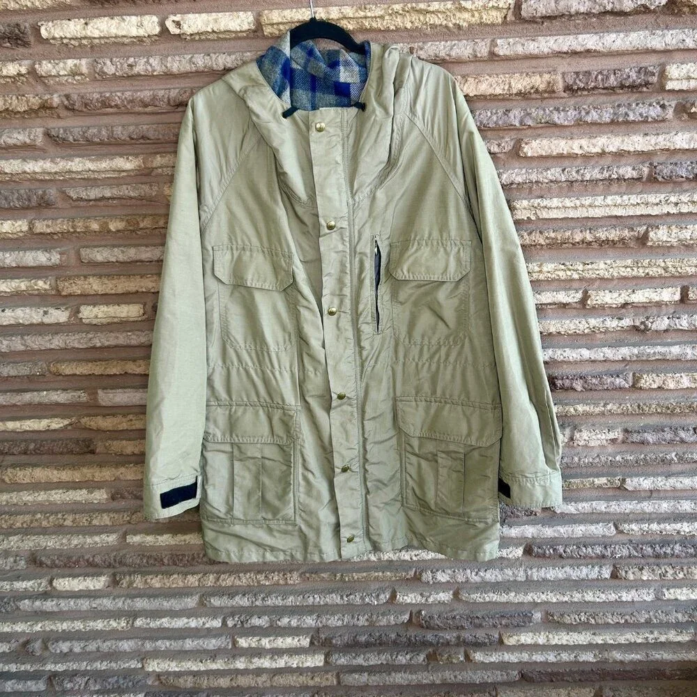 REI Men's Vintage Plaid Wool Blanket Lined Winter Parka Field Jacket Size XL